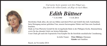 Traueranzeige von Edith Büttner von Pegnitz-Zeitung
